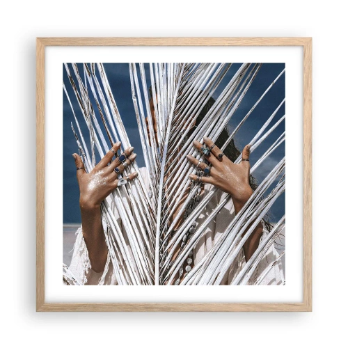 Plagát v ráme zo svetlého duba - Šamanové dievča? - 50x50 cm