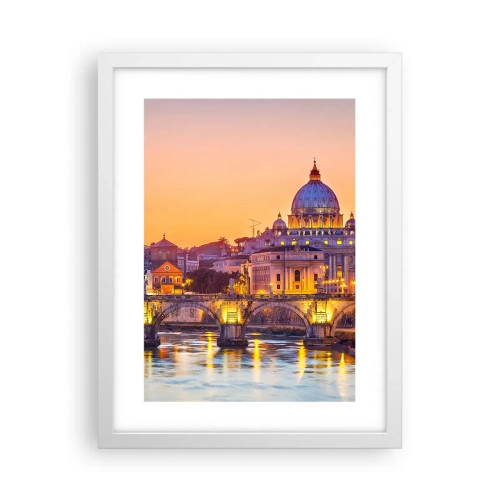 Plagát v bielom ráme - Súmrak nad Večným mestom - 30x40 cm