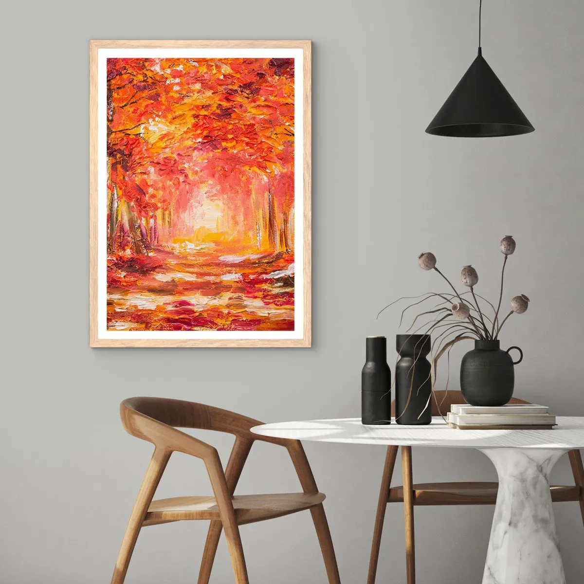 Plagát v ráme zo svetlého duba - Medený les - 40x50 cm