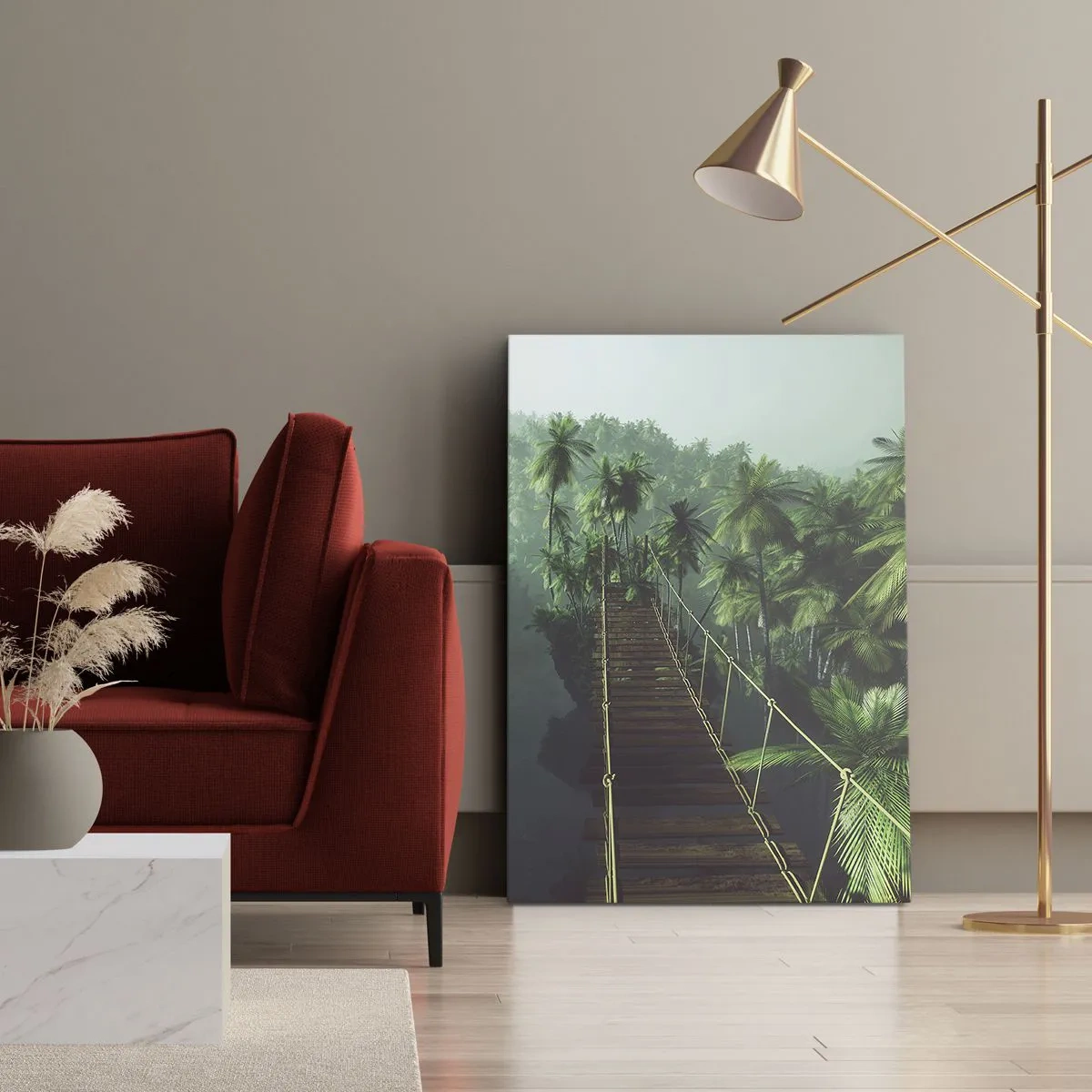 Obraz na plátne - Pri vodopáde zelene - 80x120 cm