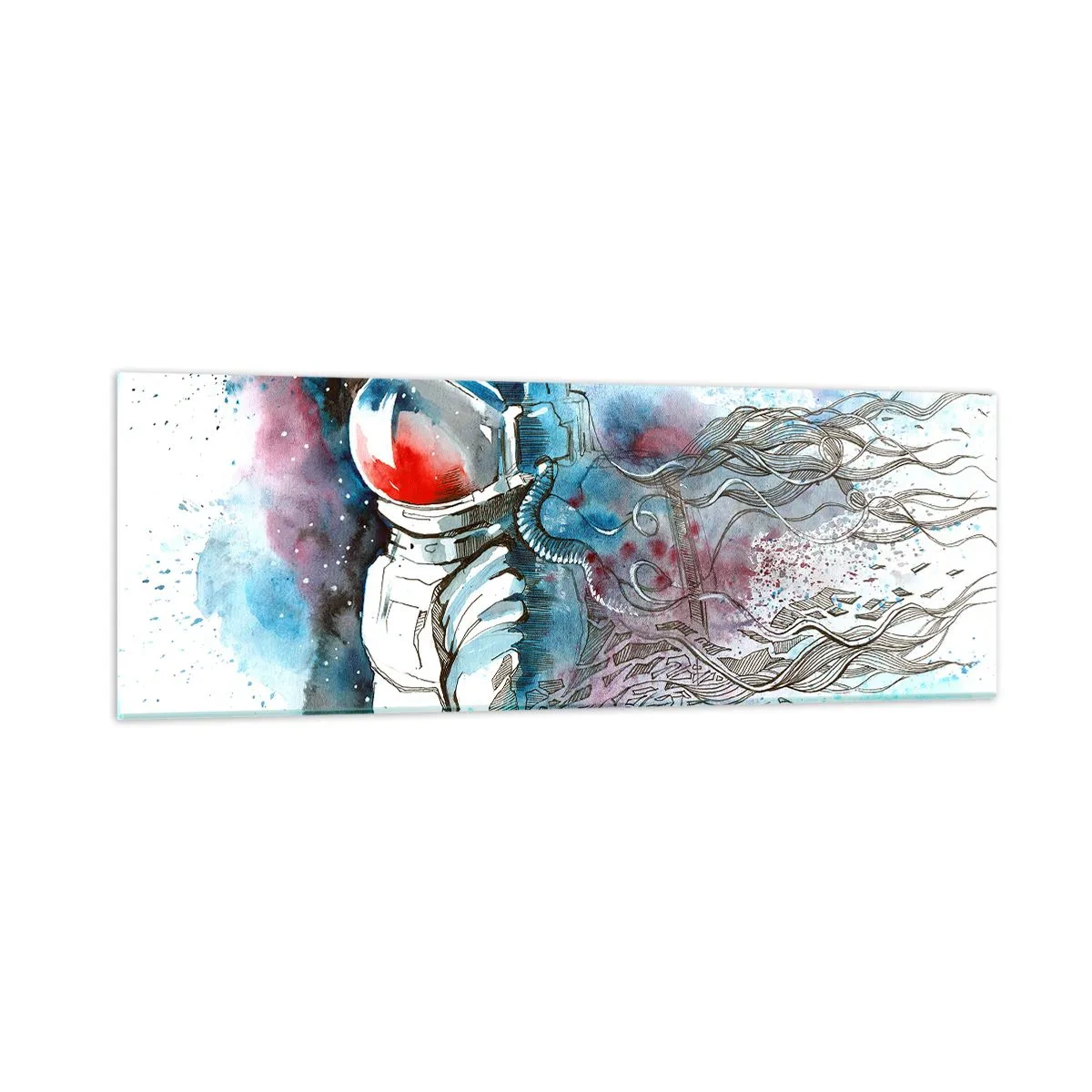 Obraz na skle - Sám s vesmírom - 90x30 cm
