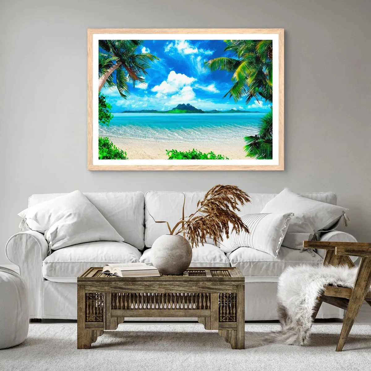 Plagát v ráme zo svetlého duba - Lazúr trópov - 50x40 cm