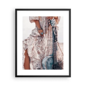 Plagát v čiernom ráme - Kvetinové deti na ceste - 40x50 cm