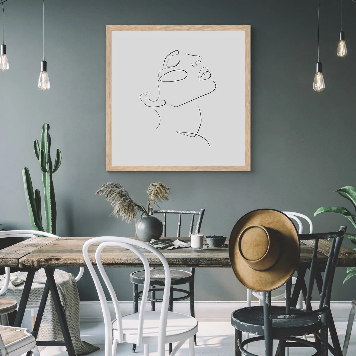 Plagát v ráme zo svetlého duba - Meandre sna - 50x50 cm