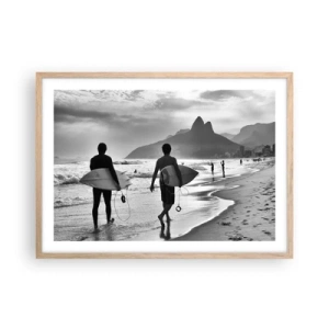 Plagát v ráme zo svetlého duba - Samba na jednu vlnu - 70x50 cm