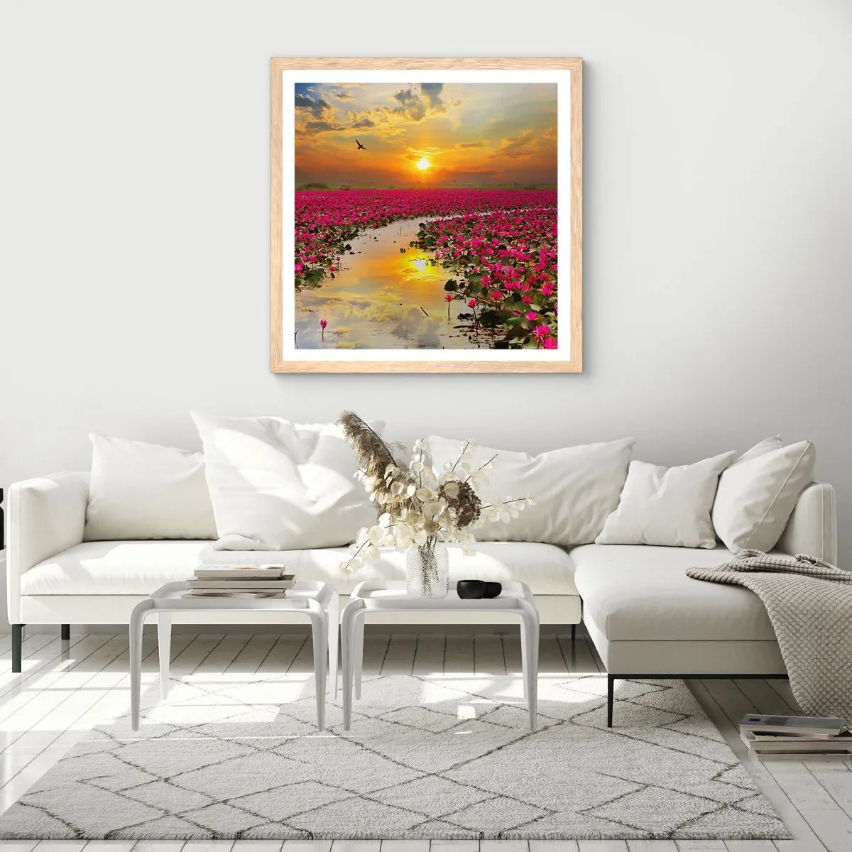 Plagát v ráme zo svetlého duba - Tajomný život jazera - 30x30 cm