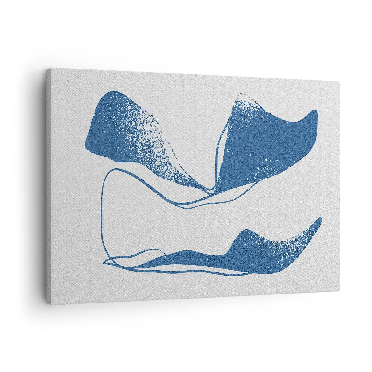 Obraz na plátne - Abstraktné tvary v modrých odtieňoch na bielom pozadí - 70x50cm - Okrídlená abstrakcia - Moderná nástenná dekorácia do obývacej izby a spálne ARTTOR