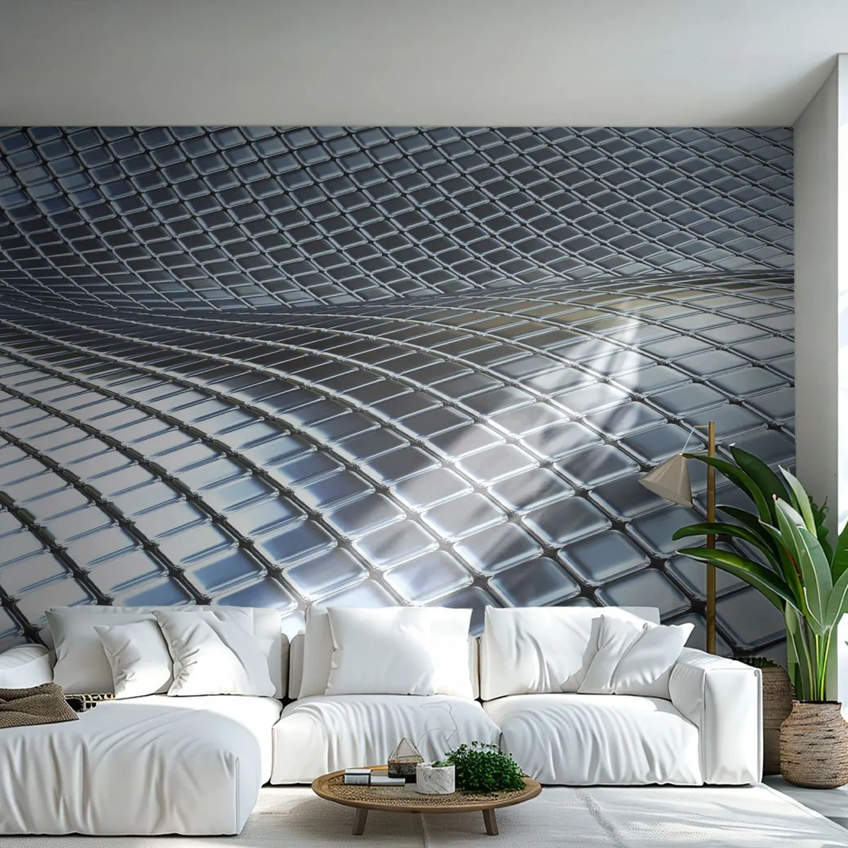 Fototapeta Standard Eco - Kovová strieborná vlna - Abstrakcia, Grafika, Kus - 250x175 cm
