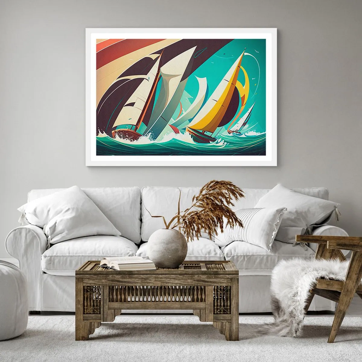 Plagát v bielom ráme - Ako vychádzať so živlami - 60x60 cm