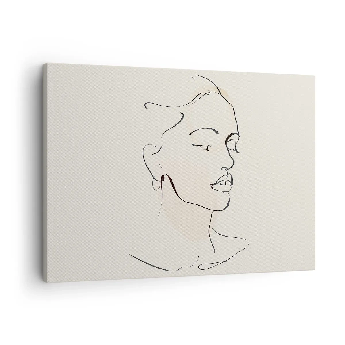 Obraz na plátne - Jemná skica ženskej tváre na svetlom pozadí - 70x50cm - Výrazným ťahom - Moderná nástenná dekorácia do obývacej izby a spálne ARTTOR