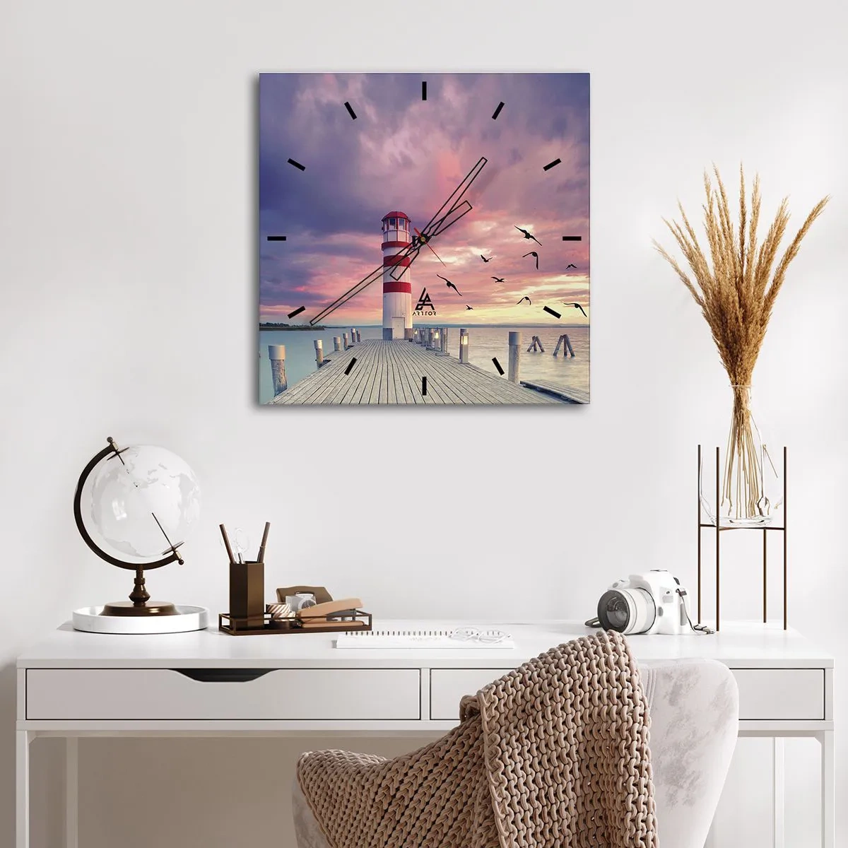 Nástenné hodiny - Čas ísť do prístavu - 40x40 cm