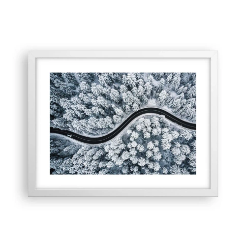 Plagát v bielom ráme - Zimným lesom - 40x30 cm