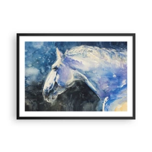 Plagát v čiernom ráme - Portrét v modrej žiare - 70x50 cm
