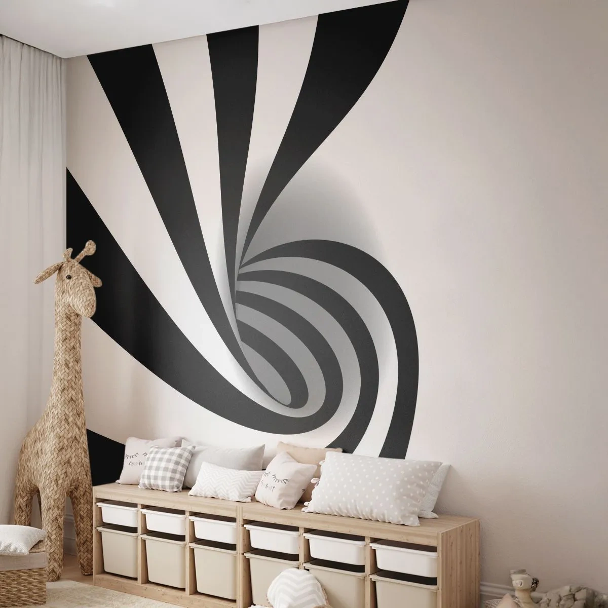 Samolepiaca Fototapeta Deluxe Sticker - A predsa sa točí - Abstrakcia, Grafika, Čierna a biela - 300x210 cm