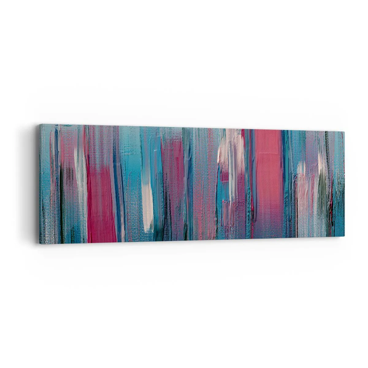 Obraz na plátne - Vertikálna kompozícia v modrej a červenej - 90x30 cm
