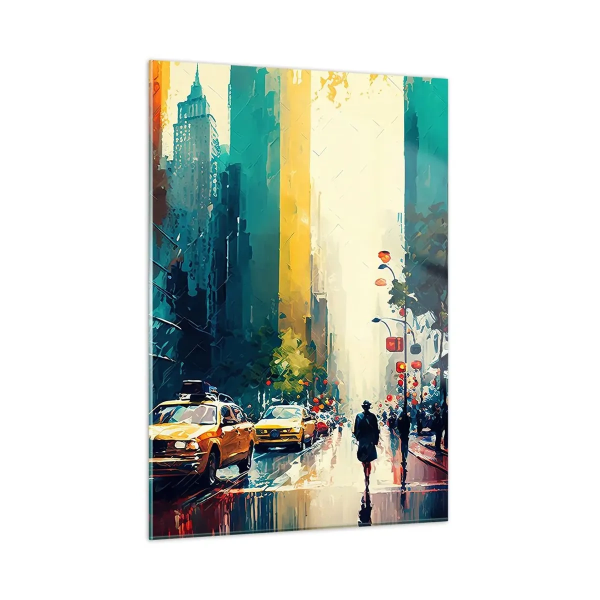 Obraz na skle - New York – tu je aj dážď farebný - 50x70 cm