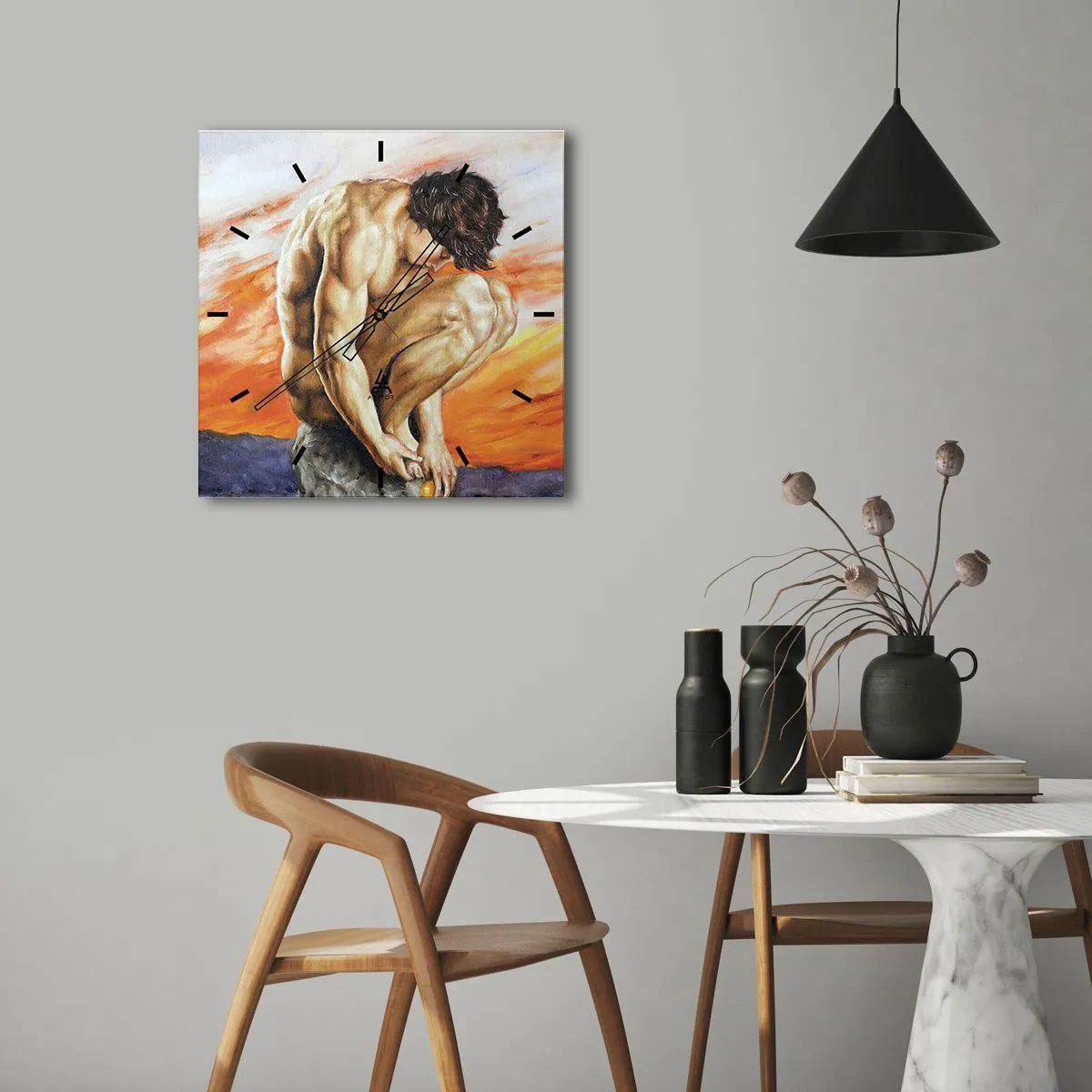 Nástenné hodiny - Ponorený do seba - 40x40 cm