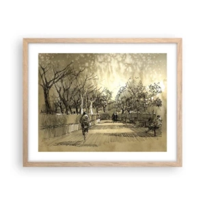 Plagát v ráme zo svetlého duba - Pierkom zastavený okamih - 50x40 cm