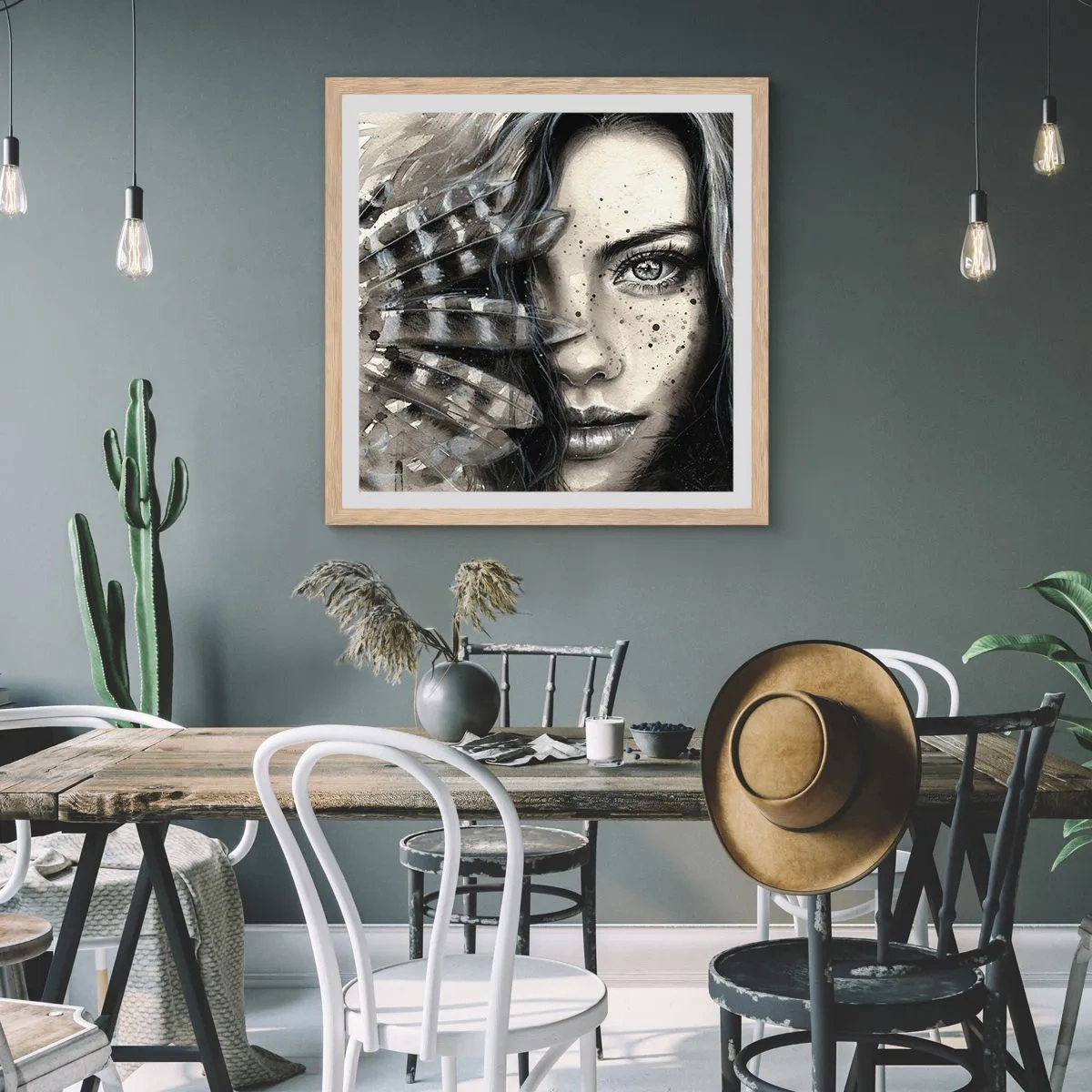 Plagát v ráme zo svetlého duba - Divoká krása - 60x60 cm