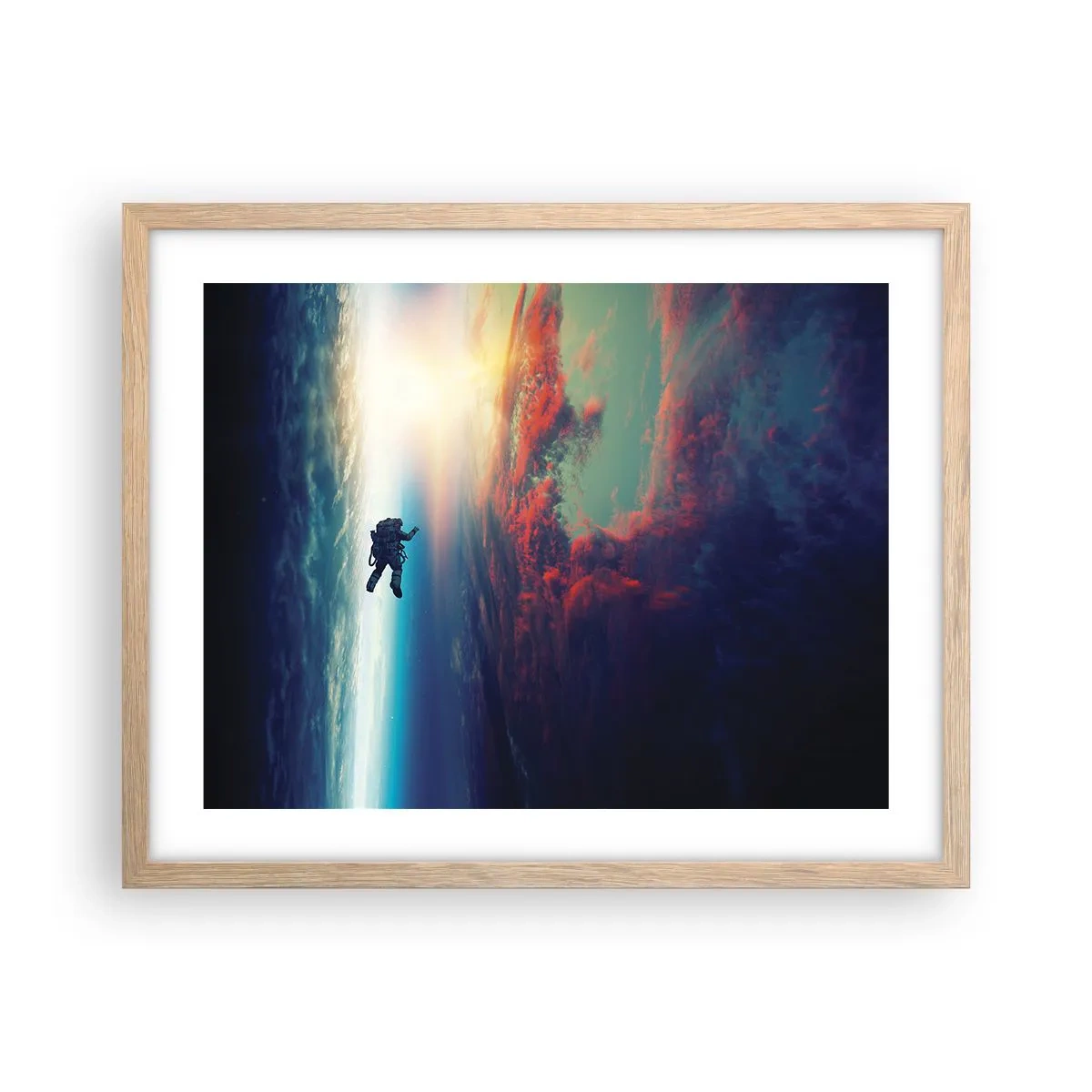 Plagát v ráme zo svetlého duba - Tvárou v tvár vesmíru - 50x40 cm
