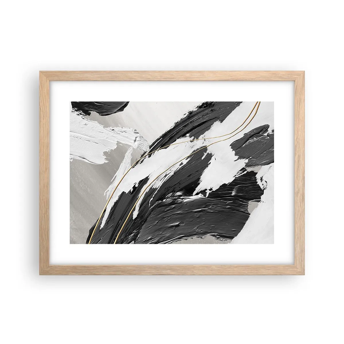 Plagát v ráme zo svetlého duba - Veľkorysá abstrakcia - 40x30 cm