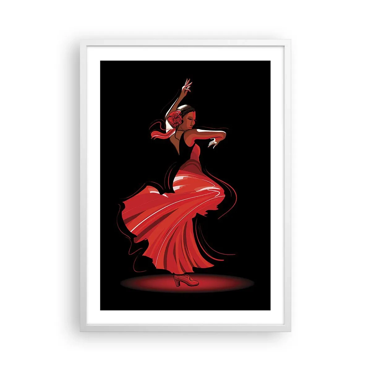 Plagát v bielom ráme - Horúca duša flamenco - 50x70 cm