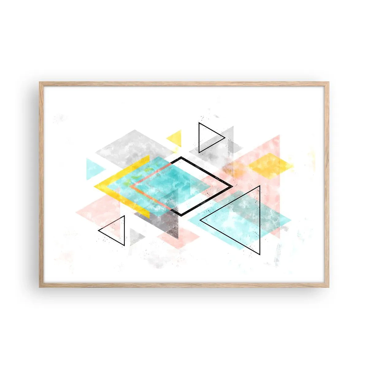 Plagát v ráme zo svetlého duba - Geometrická hračka - 100x70 cm