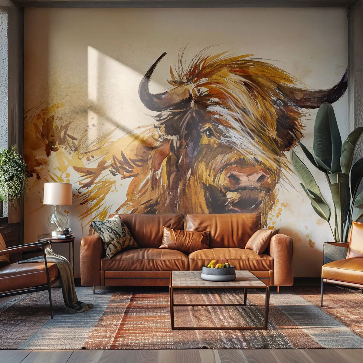 Samolepiaca Fototapeta Deluxe Sticker - Pýcha lovca - Zvieratá, Abstrakcia, škótsky Buffalo - 250x175 cm