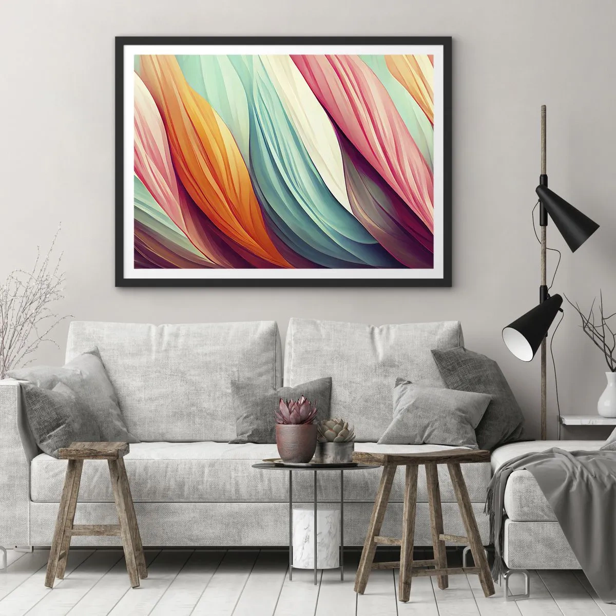 Plagát v čiernom ráme - Dúhový uzol - 70x50 cm