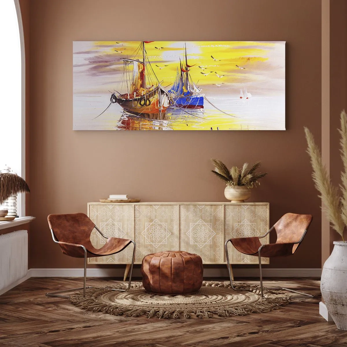Obraz na plátne - Zaslúžený odpočinok v prístave - 90x30 cm