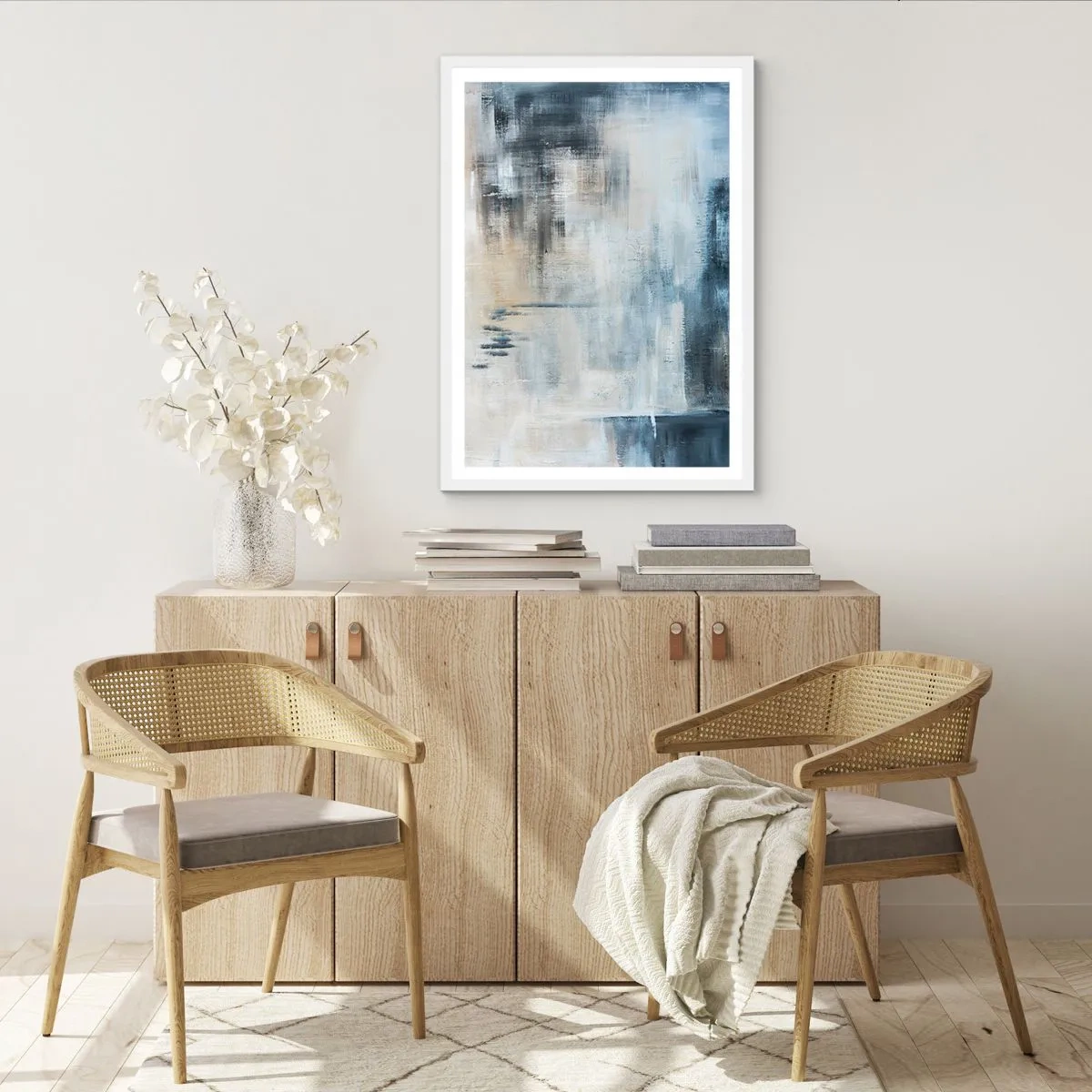 Plagát v bielom ráme - Za závojom modrej - 50x70 cm