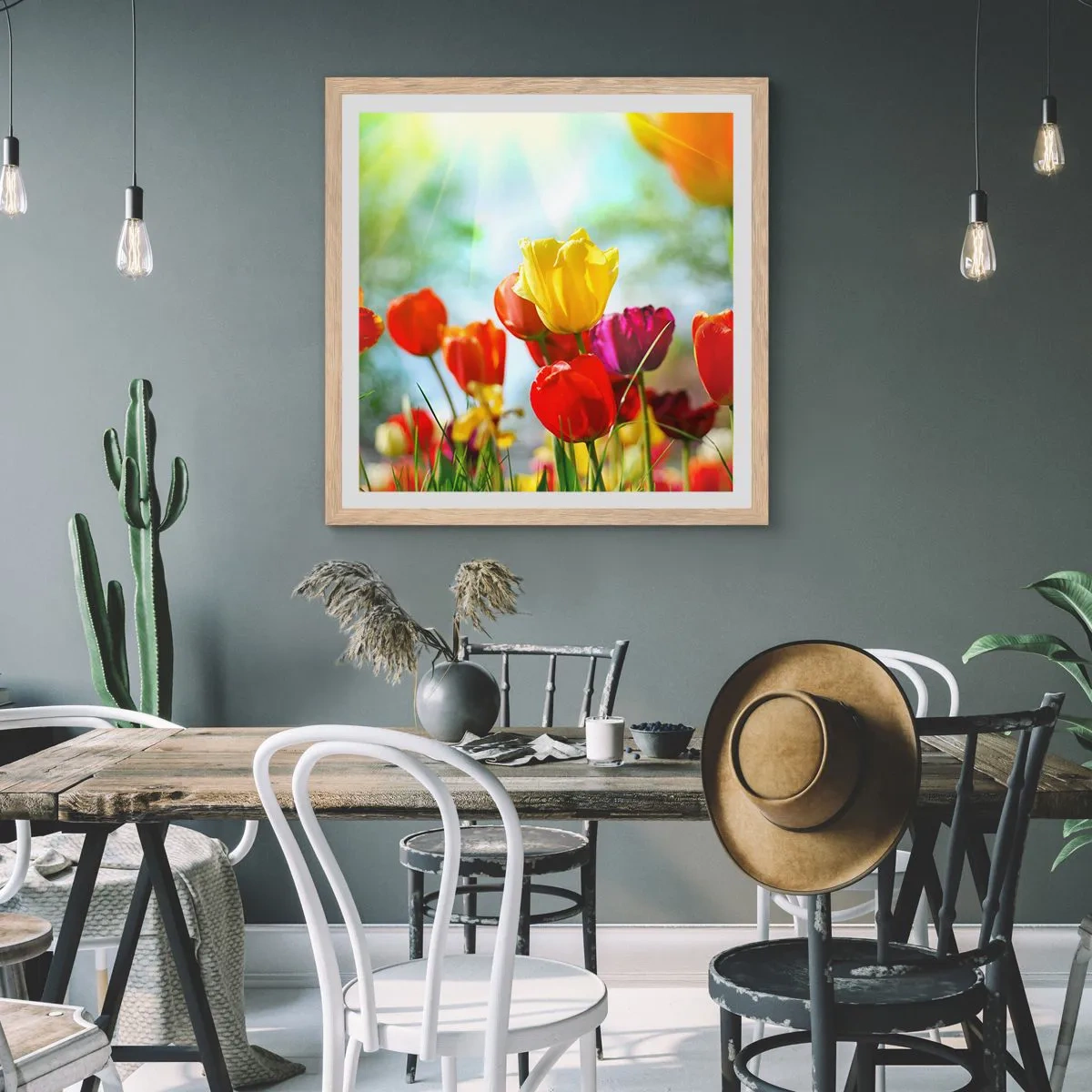 Plagát v ráme zo svetlého duba - Všetky farby slnka - 60x60 cm