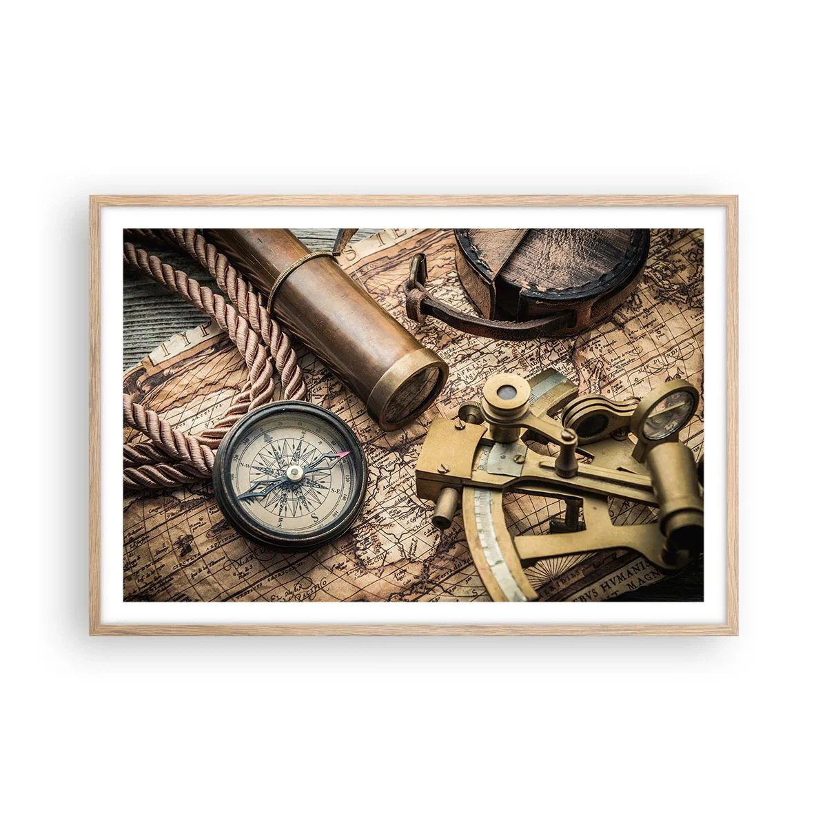 Plagát v ráme zo svetlého duba - Urči smer - 91x61 cm