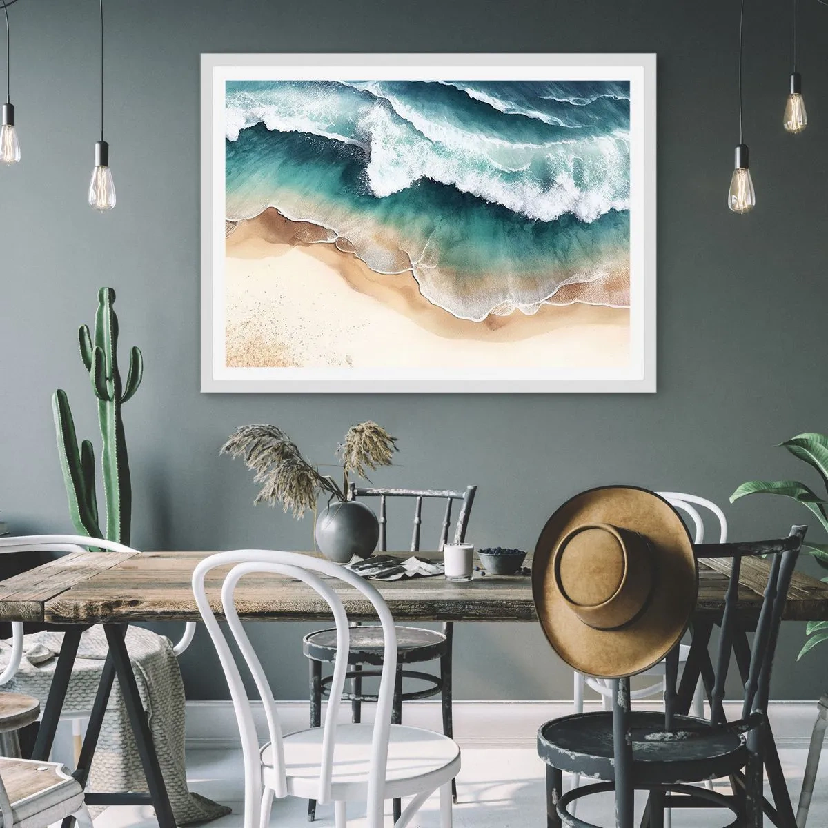 Plagát v bielom ráme - Odveké stretnutie - 100x70 cm