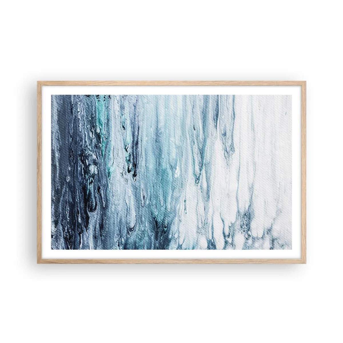 Plagát v ráme zo svetlého duba - Modré cencúle - 91x61 cm