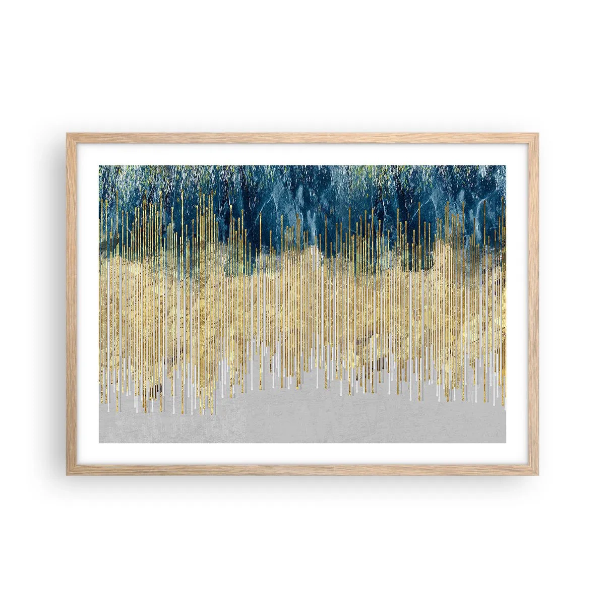 Plagát v ráme zo svetlého duba - Pozlátená hranica - 70x50 cm