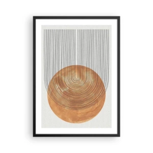 Plagát v čiernom ráme - Geometrická abstrakcia v zemitých tónoch - 50x70cm - Slnečná kompozícia - Moderná nástenná dekorácia do obývacej izby a spálne ARTTOR