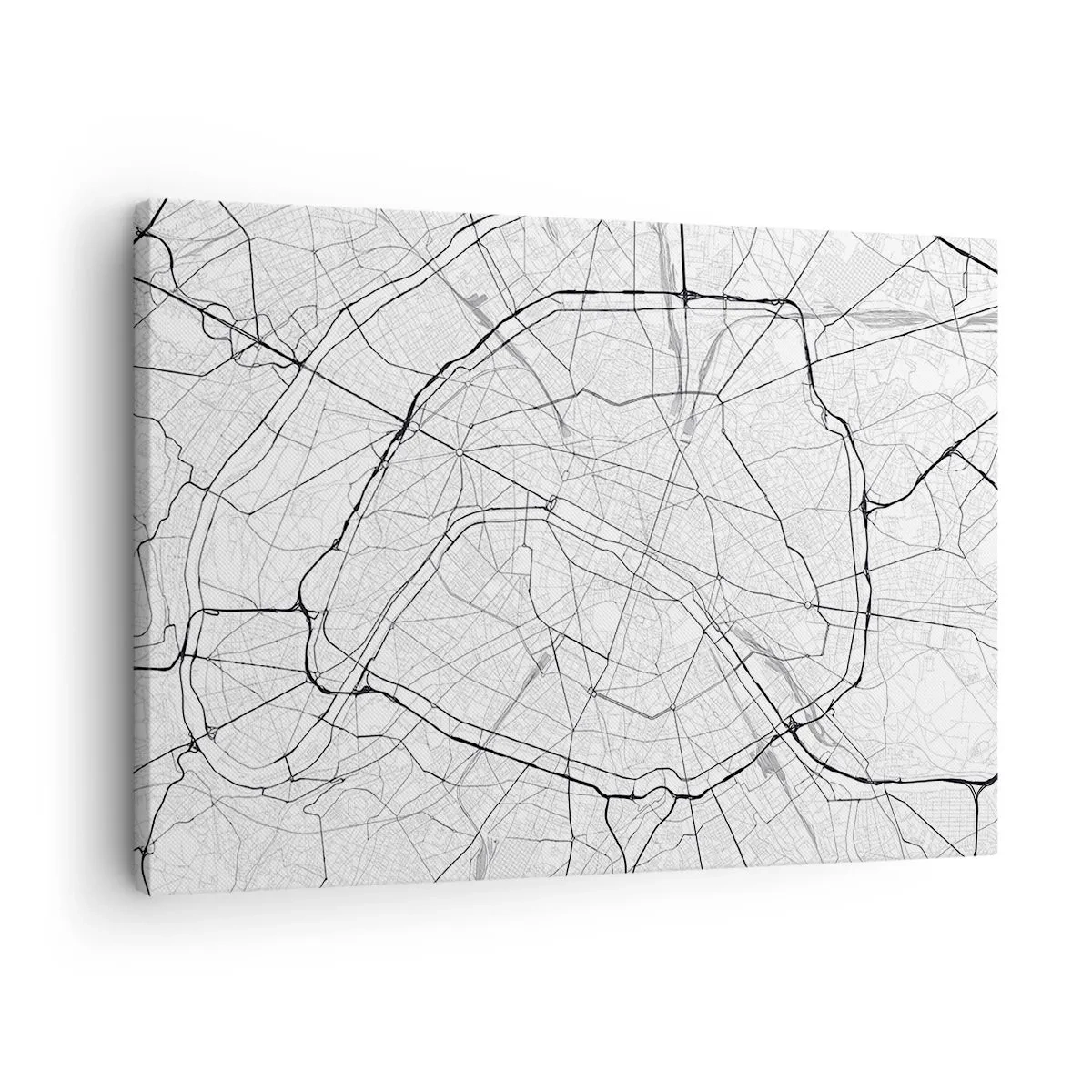 Obraz na plátne - Minimalistická mapa mesta v čiernobielej farbe - 70x50cm - Kvet Paríža - Moderná nástenná dekorácia do obývacej izby a spálne ARTTOR