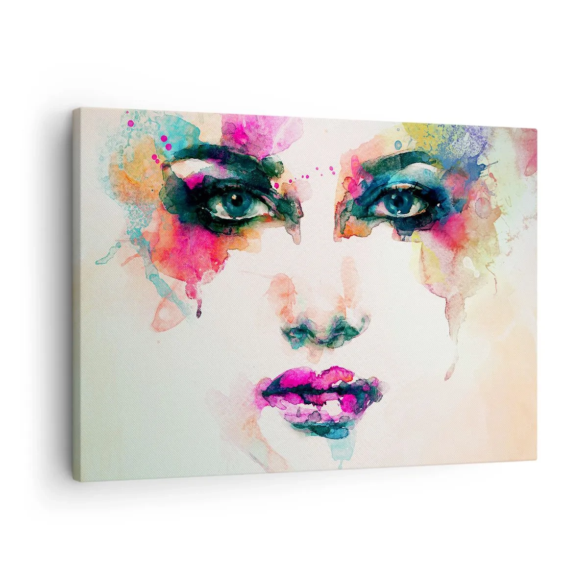 Obraz na plátne - Abstraktný portrét ženy v intenzívnych farbách - 70x50cm - Portrét maľovaný dúhou - Moderná nástenná dekorácia do obývacej izby a spálne ARTTOR