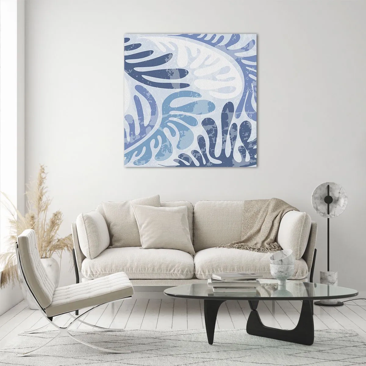 Obraz na skle - Modré papradie - 60x60 cm