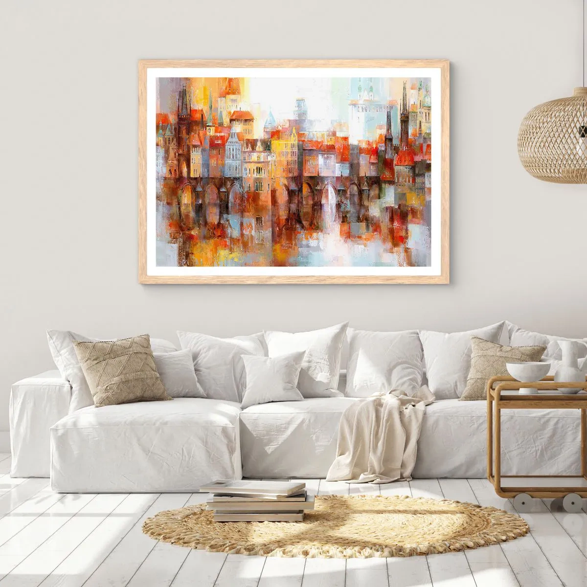 Plagát v ráme zo svetlého duba - Pod mostom je tiež krásne - 50x40 cm