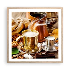 Plagát v ráme zo svetlého duba - Pekný deň prajem! - 60x60 cm