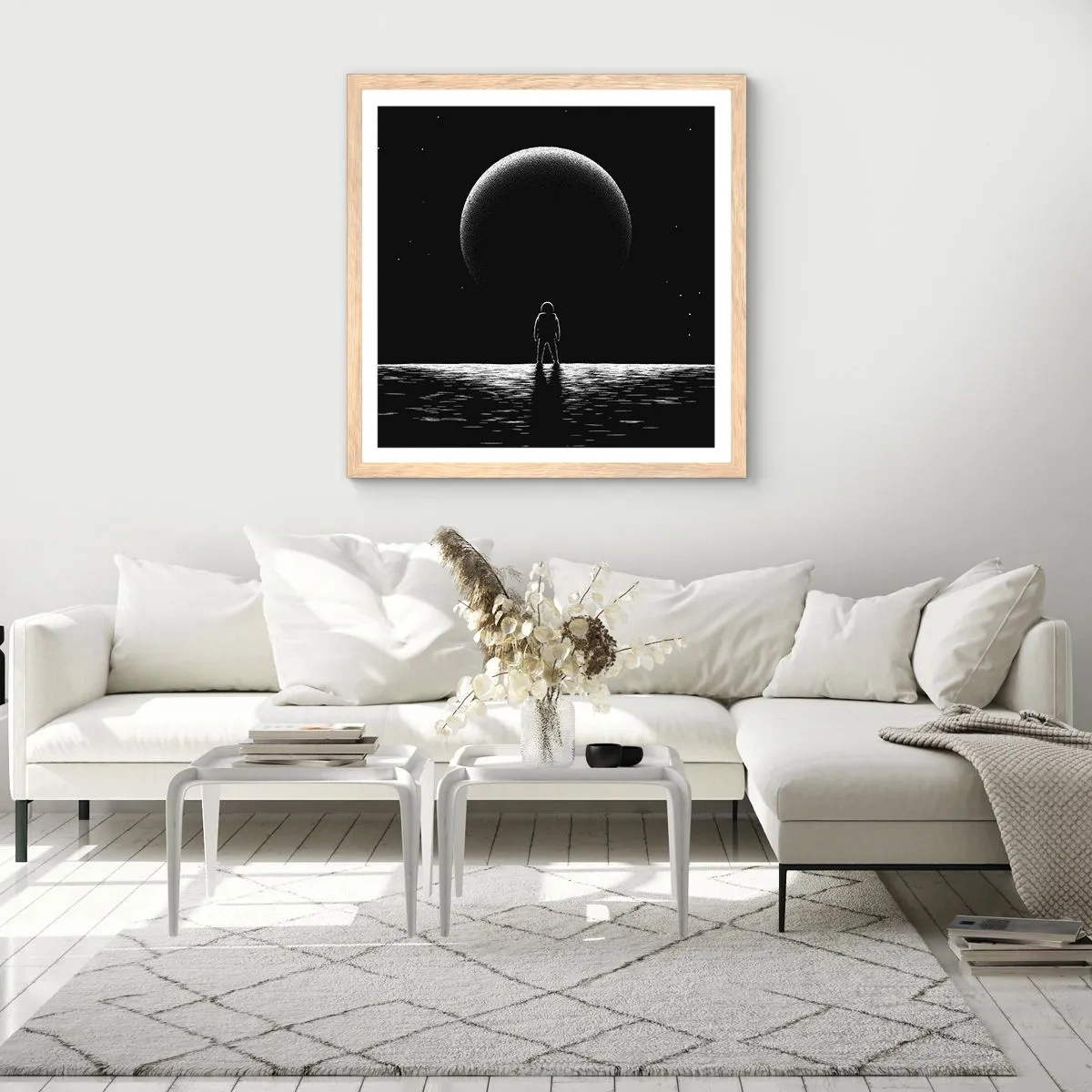 Plagát v ráme zo svetlého duba - Tvári v tvár - 60x60 cm