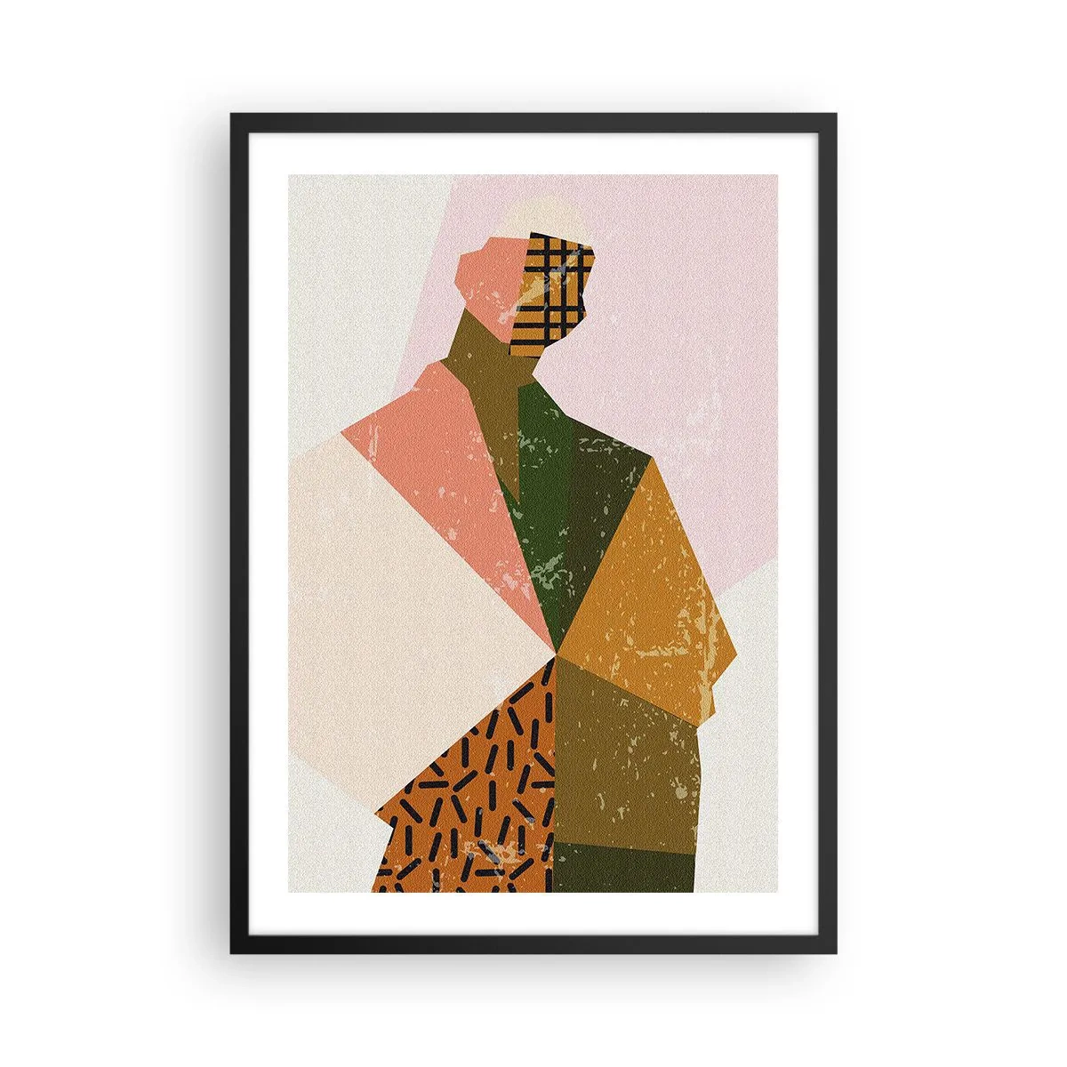 Plagát v čiernom ráme - Abstraktná silueta v geometrických tvaroch - 50x70cm - Človek – zložitá bytosť - Moderná nástenná dekorácia do obývacej izby a spálne ARTTOR