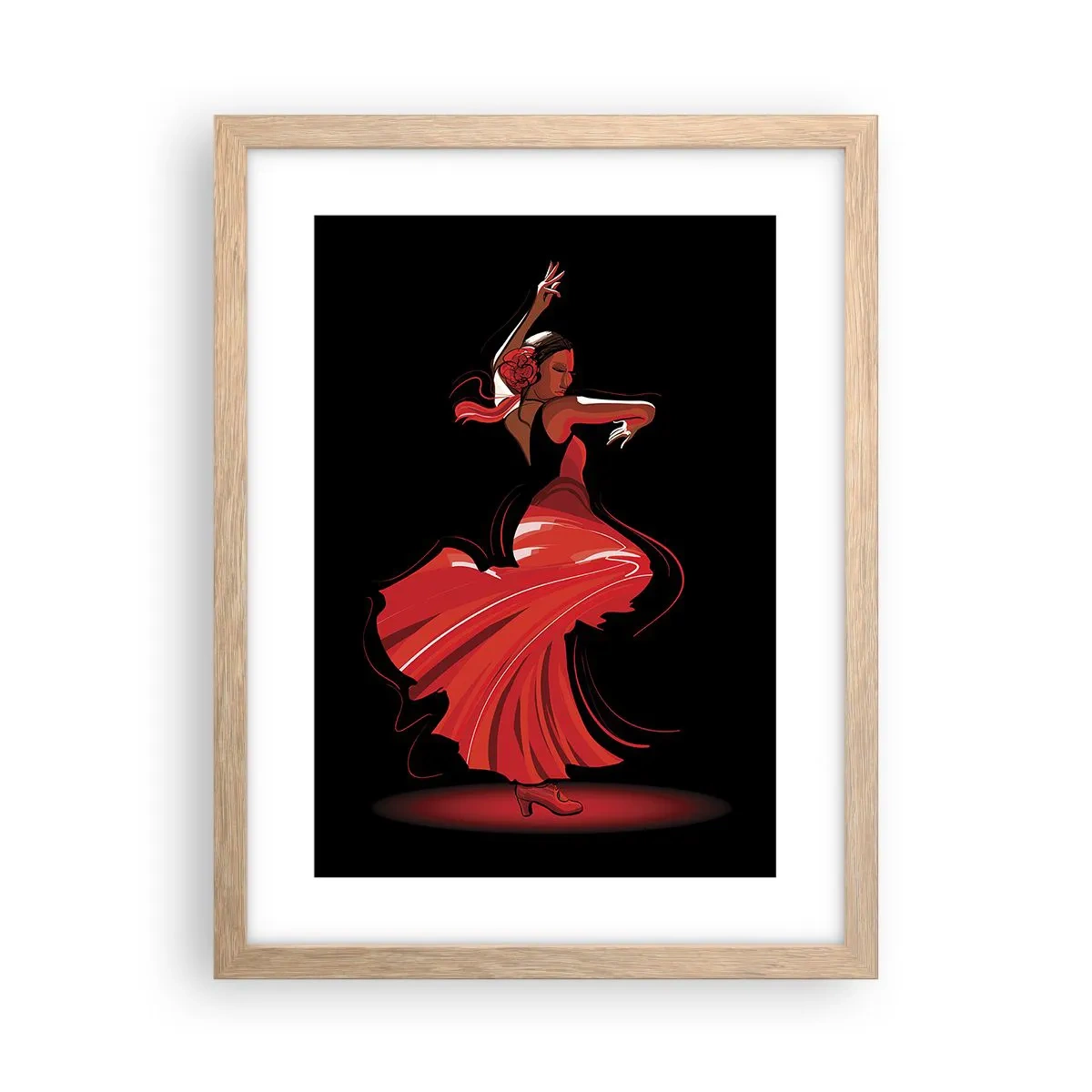 Plagát v ráme zo svetlého duba - Horúca duša flamenco - 30x40 cm