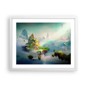Plagát v bielom ráme - Uprostred neba - šťastné ostrovy - 50x40 cm