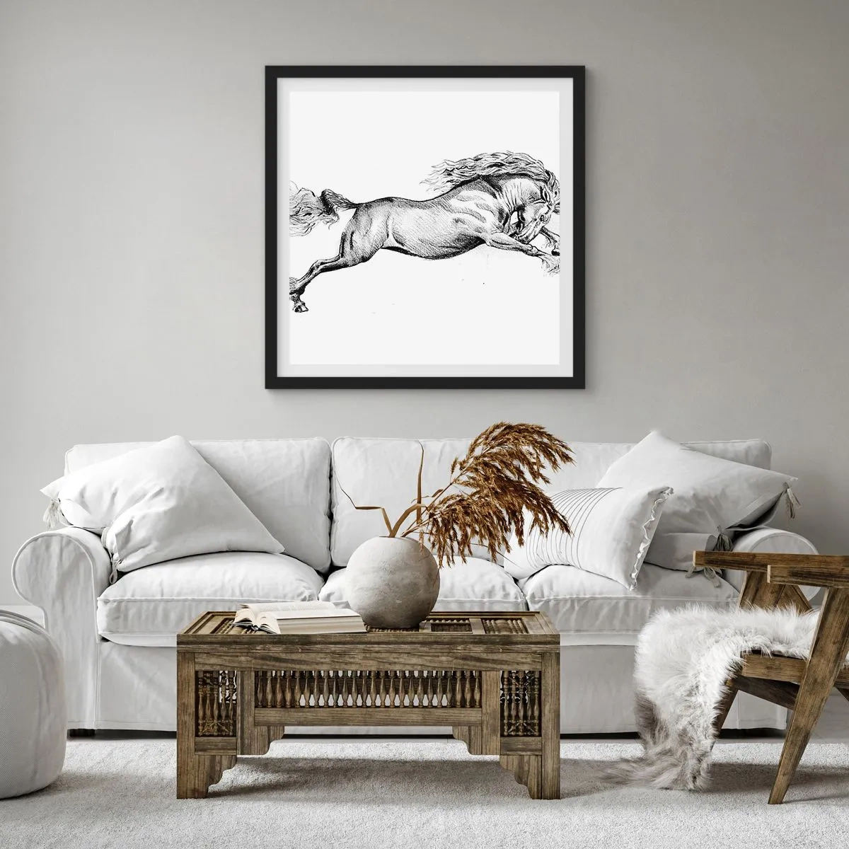 Plagát v čiernom ráme - Zastavený v cvale - 40x40 cm