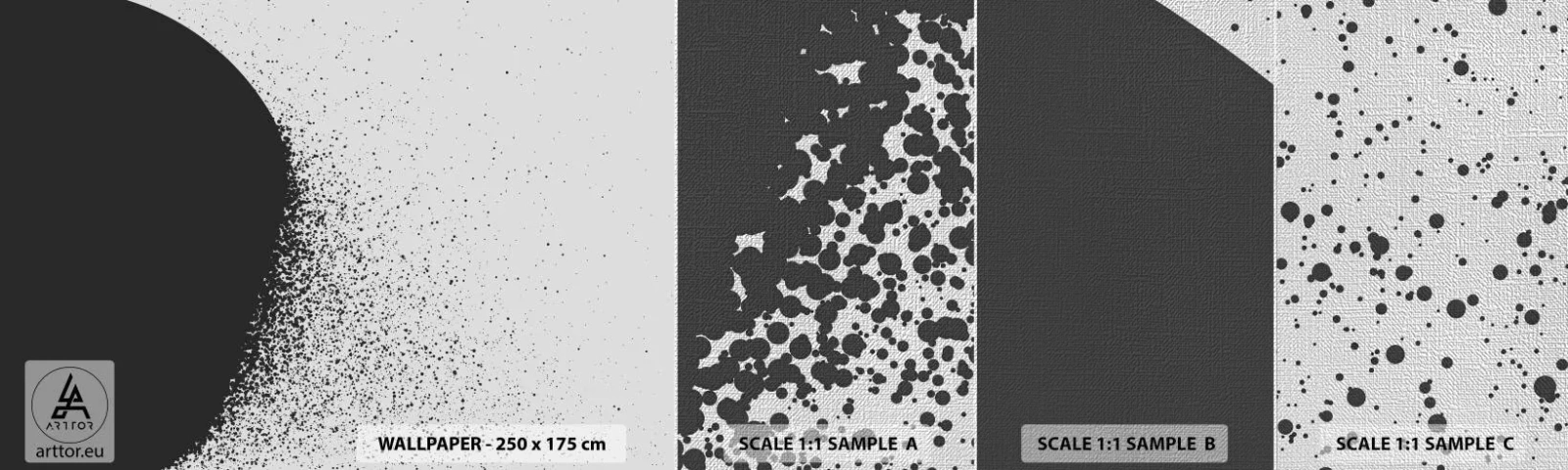 Vzorka fototapety Premium Canvas - Pohyb častíc - Abstrakcia, Čierna a biela, Grafika - 100x30 cm
