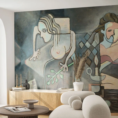 Fototapeta Standard Eco - Abstraktná kompozícia dvoch postáv v geometrickom tvare. - 100x70cm - Mozaika ducha a hmoty - Moderná nástenná dekorácia do obývacej izby a spálne ARTTOR