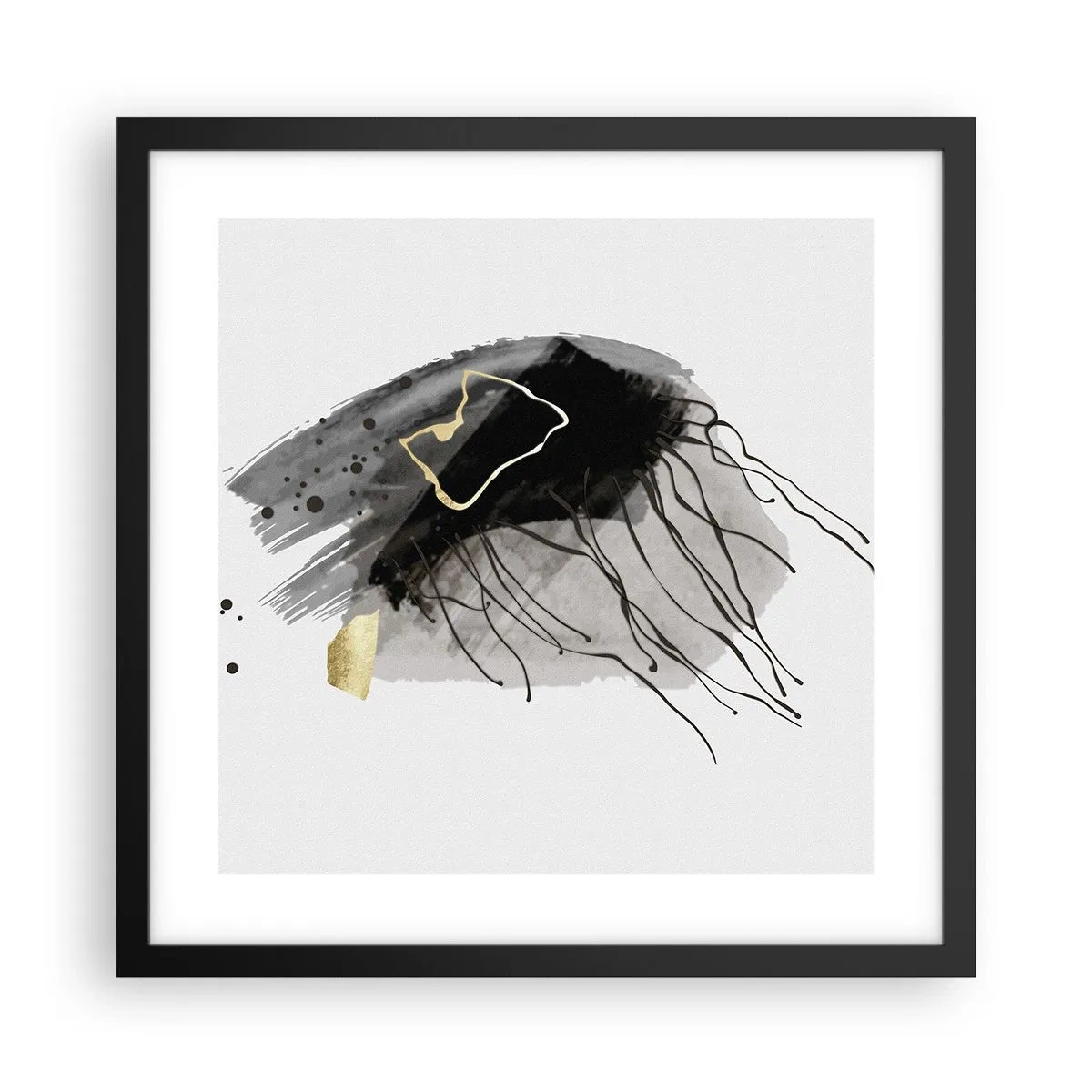 Plagát v čiernom ráme - V čiernej a zlatej - 40x40 cm